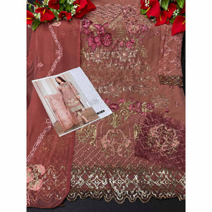 Brown Embroidered Georgette Pakistani Suit
