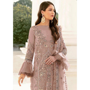Brown Embroidered Netted Pakistani Suit