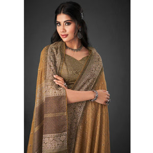 Brown Festive Wear Printed Silk Saree