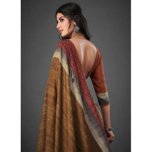 Brown Festive Wear Printed Silk Saree
