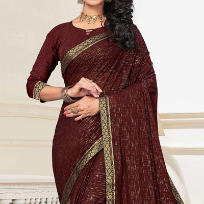 Brown Festive Wear Printed With Banarasi Lace Art Silk Saree