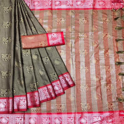 Brown Festive Wear Woven Cotton Silk Saree