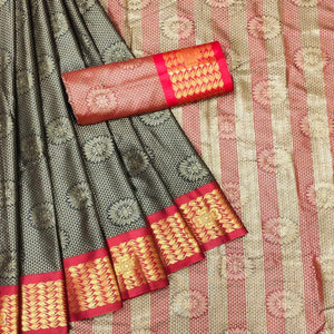 Brown Festive Wear Woven Cotton Silk Saree