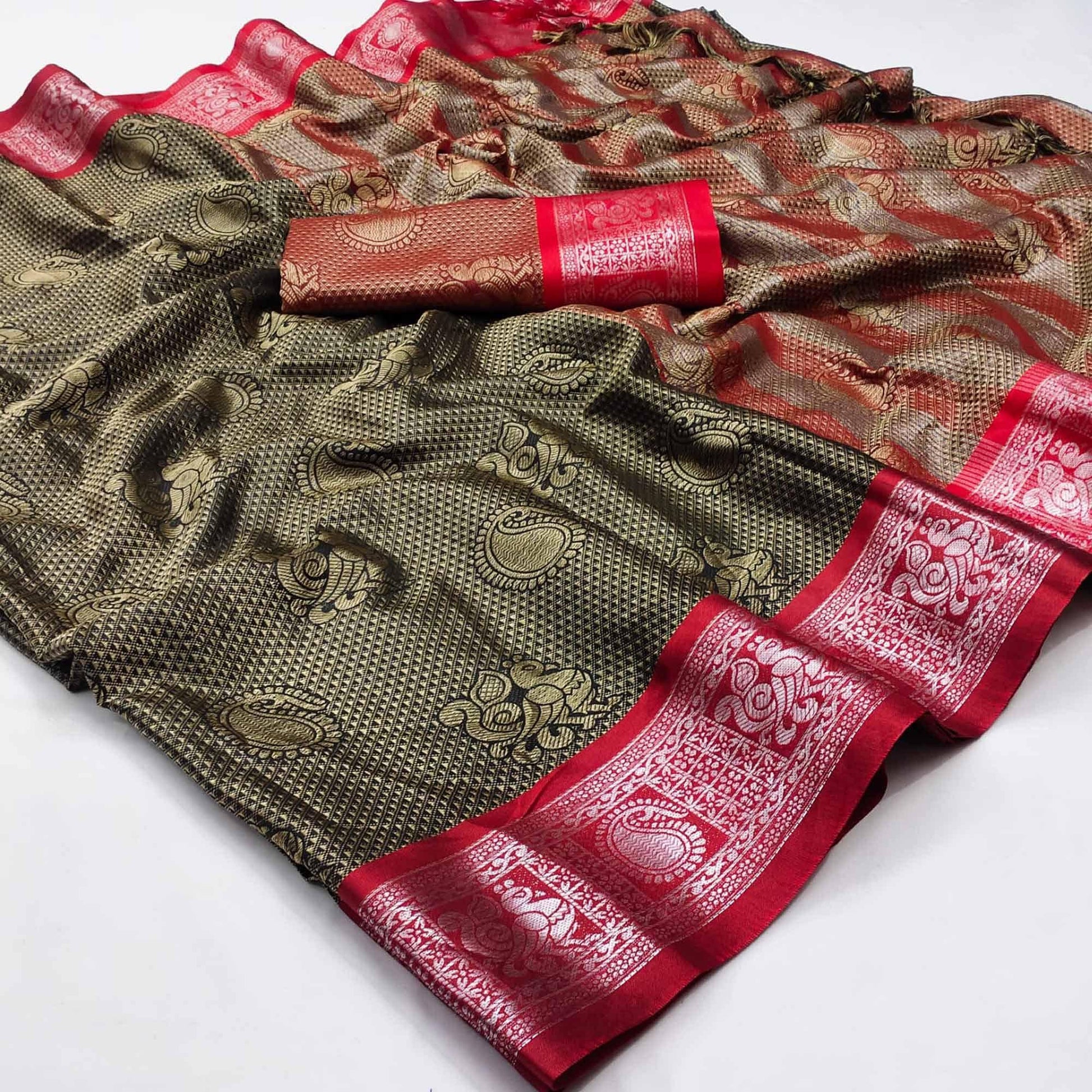 Brown Festive Wear Woven Cotton Silk Saree