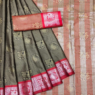 Brown Festive Wear Woven Cotton Silk Saree