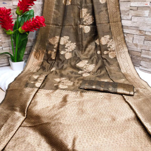 Brown Festive Wear Woven Jacquard Silk Saree