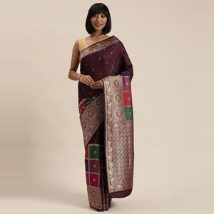 Brown Festive Wear Woven Kanjivaram Silk Saree