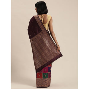 Brown Festive Wear Woven Kanjivaram Silk Saree
