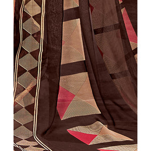 Brown Geometric Printed Georgette Saree