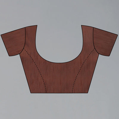 Brown Hand Printed Organza Saree