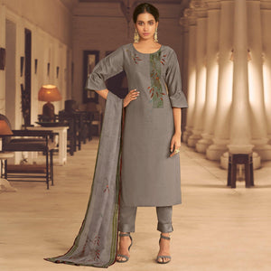 Brown Partywear Heavy Hand Work Bemberg Silk Suit