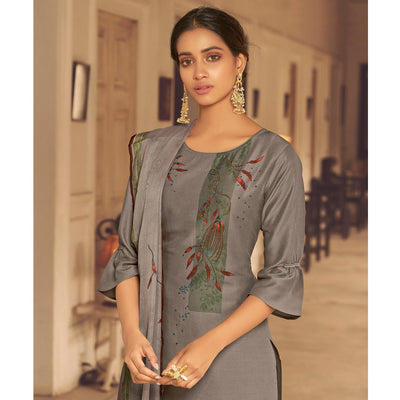 Brown Partywear Heavy Hand Work Bemberg Silk Suit
