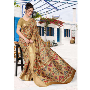 Brown Patola Printed Dola Silk Saree