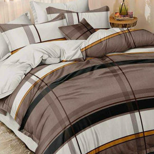 Brown Cotton Blend Double Bedsheet with Pillow Cover