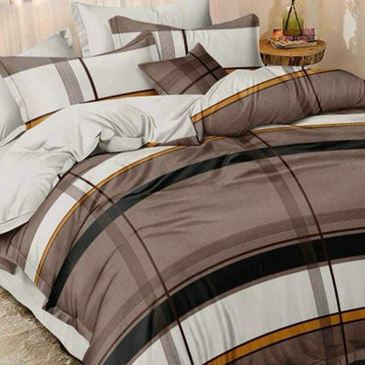 Brown Cotton Blend Double Bedsheet with Pillow Cover