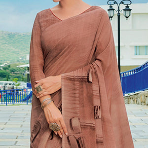 Brown Printed Georgette Saree