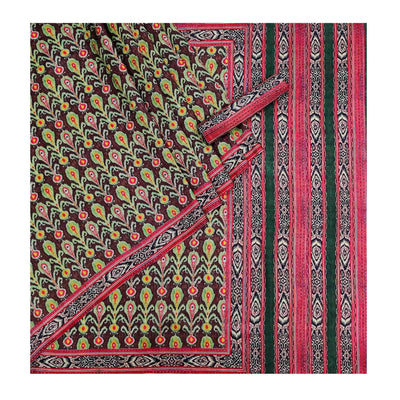 Brown Printed Pure Cotton Saree