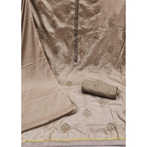 Brown Sequins Embroidered Art Silk Dress Material