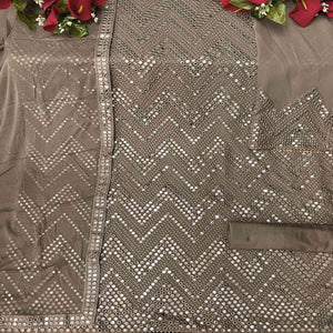 Brown Sequins Embroidered Georgette Suit