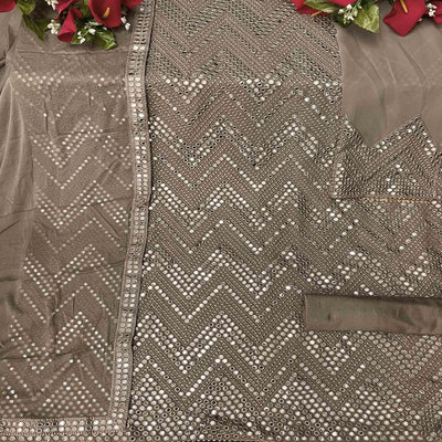 Brown Sequins Embroidered Georgette Suit