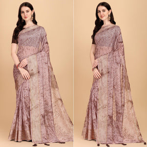 Brown Sequins Embroidered Organza Saree
