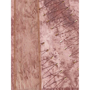 Brown Sequins Embroidered Organza Saree