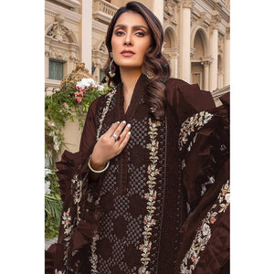 Brown Sequins With Floral Embroidered Georgette Pakistani Suit
