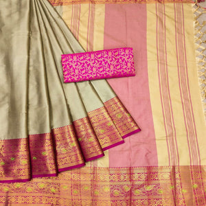 Brown Solid Cotton Silk Saree