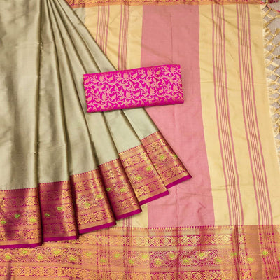 Brown Solid Cotton Silk Saree