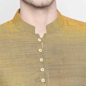 Brown Solid Pure Cotton Kurta With Asymmetric Hem