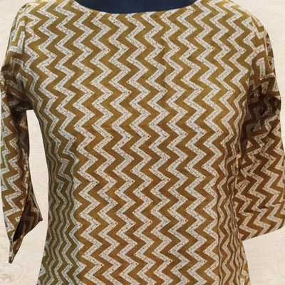 Brown Striped Printed Chanderi Top