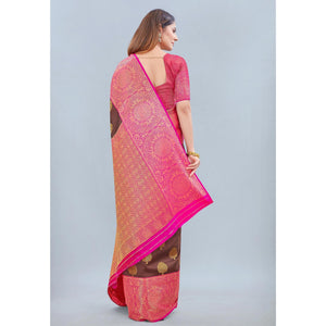 Brown Woven Banarasi Silk Saree