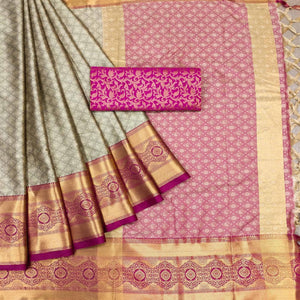 Brown Woven Cotton Silk Saree
