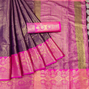 Brown Woven Cotton Silk Saree