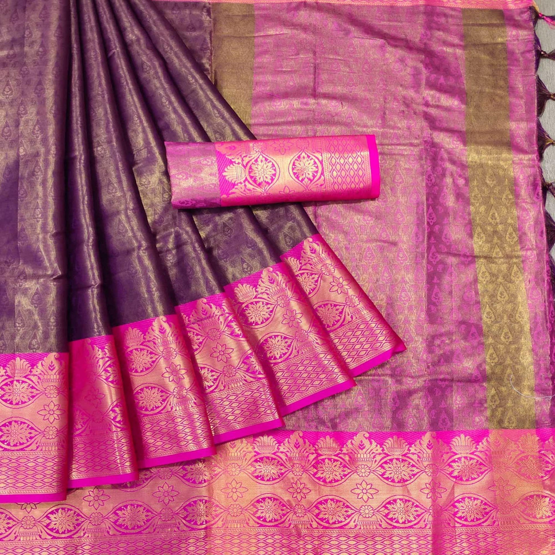 Brown Woven Cotton Silk Saree