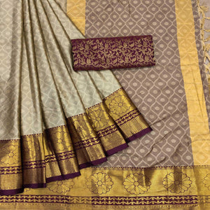 Brown Woven Cotton Silk Saree