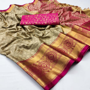 Brown Woven Cotton Silk Saree