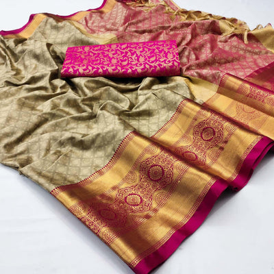 Brown Woven Cotton Silk Saree