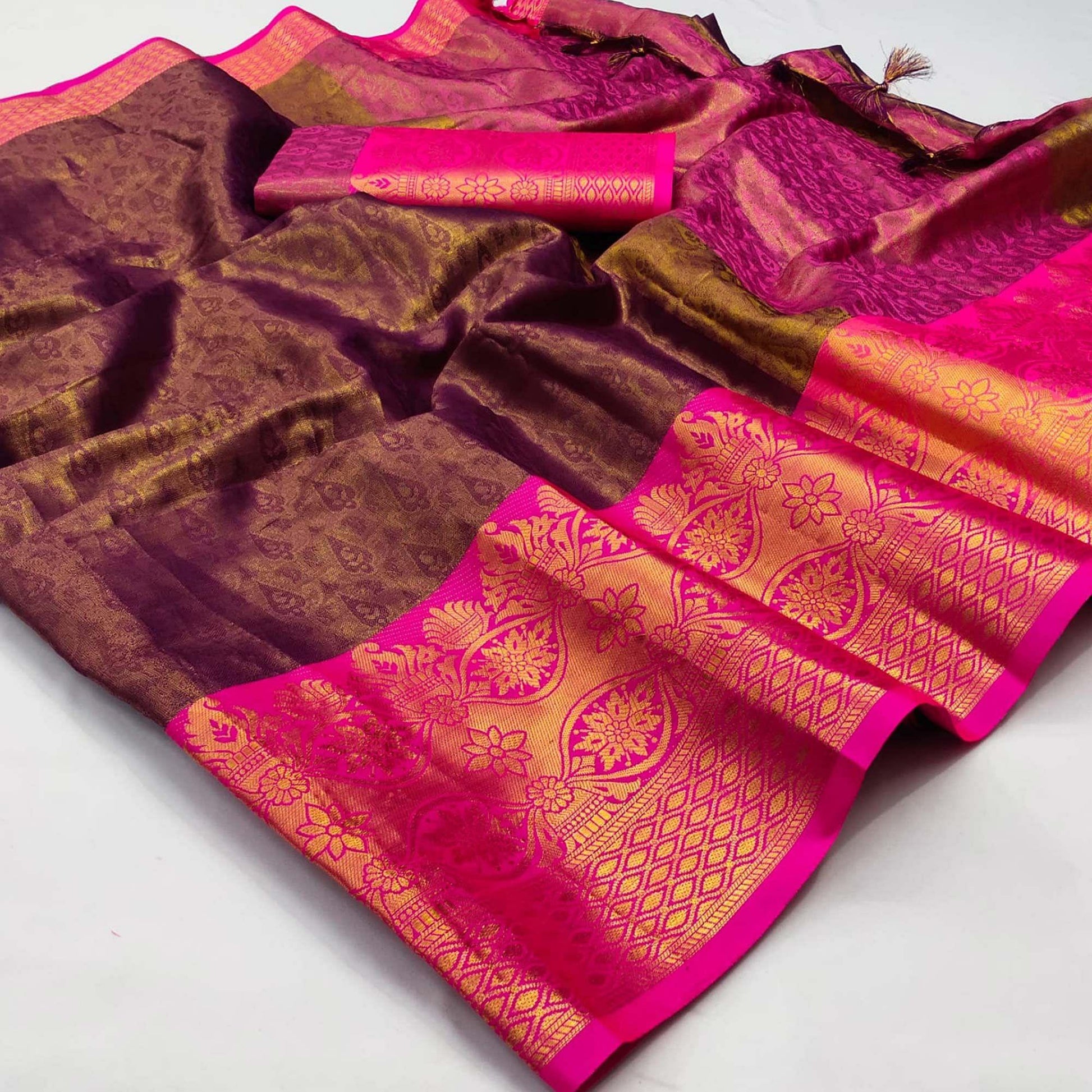 Brown Woven Cotton Silk Saree