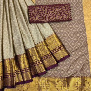 Brown Woven Cotton Silk Saree