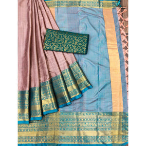 Brown Woven Cotton Silk Saree With Tassels