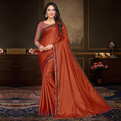 Brown Woven Vichitra Silk Saree