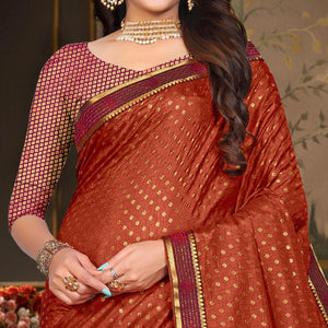 Brown Woven Vichitra Silk Saree