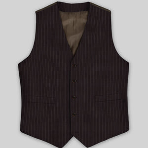 Brown Pinstripe Wool Waist Coat