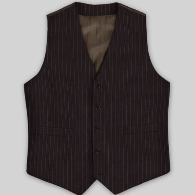 Brown Pinstripe Wool Waist Coat