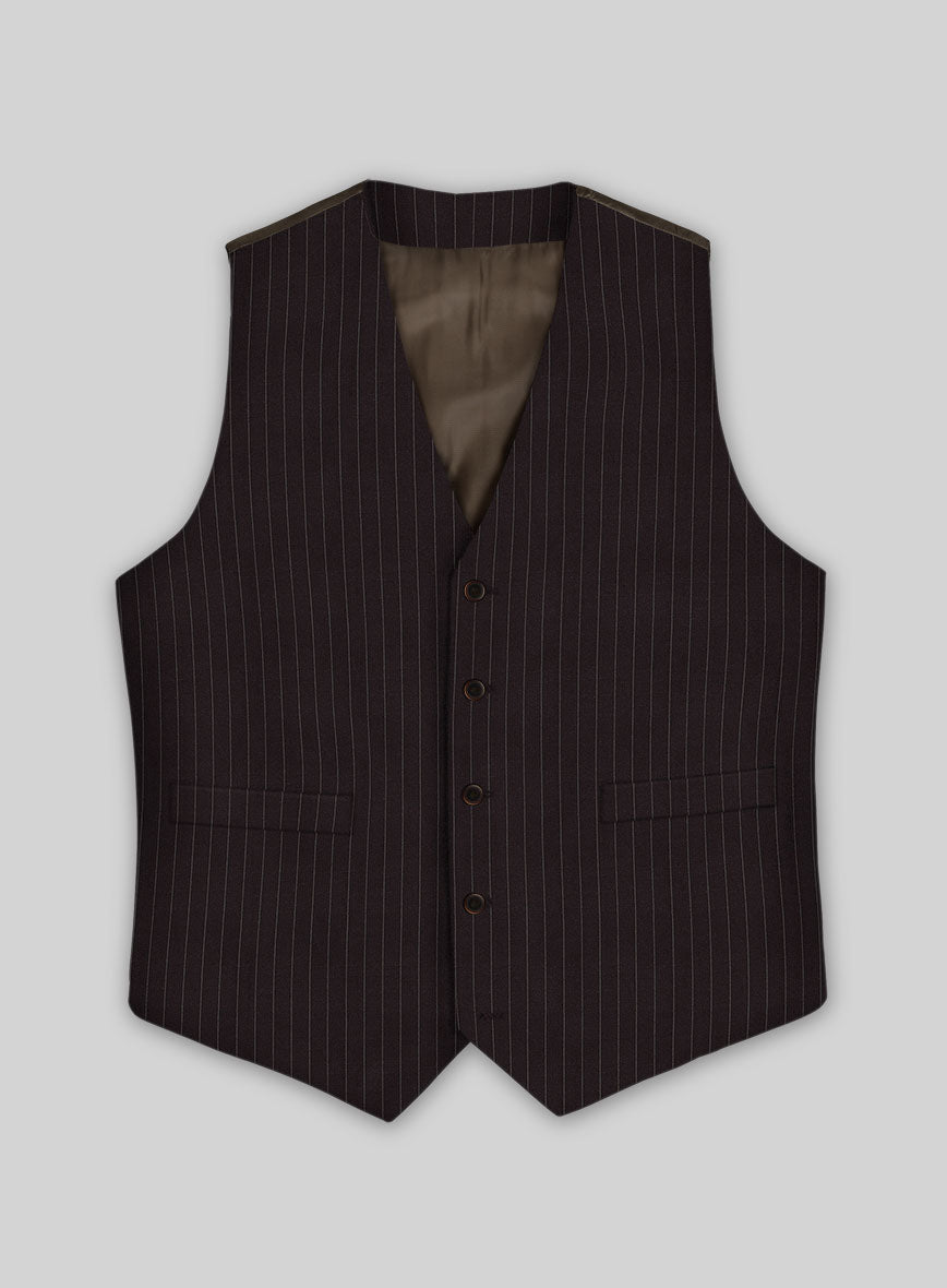 Brown Pinstripe Wool Waist Coat