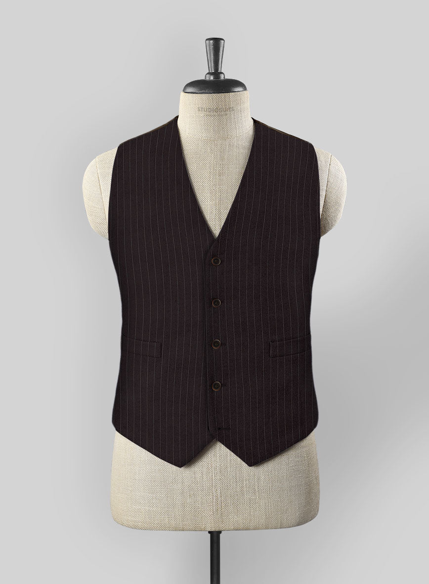 Brown Pinstripe Wool Waist Coat
