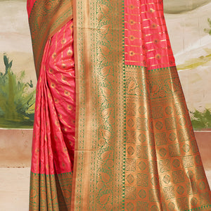 Pink Silk Saree With Blouse Piece