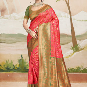 Pink Silk Saree With Blouse Piece
