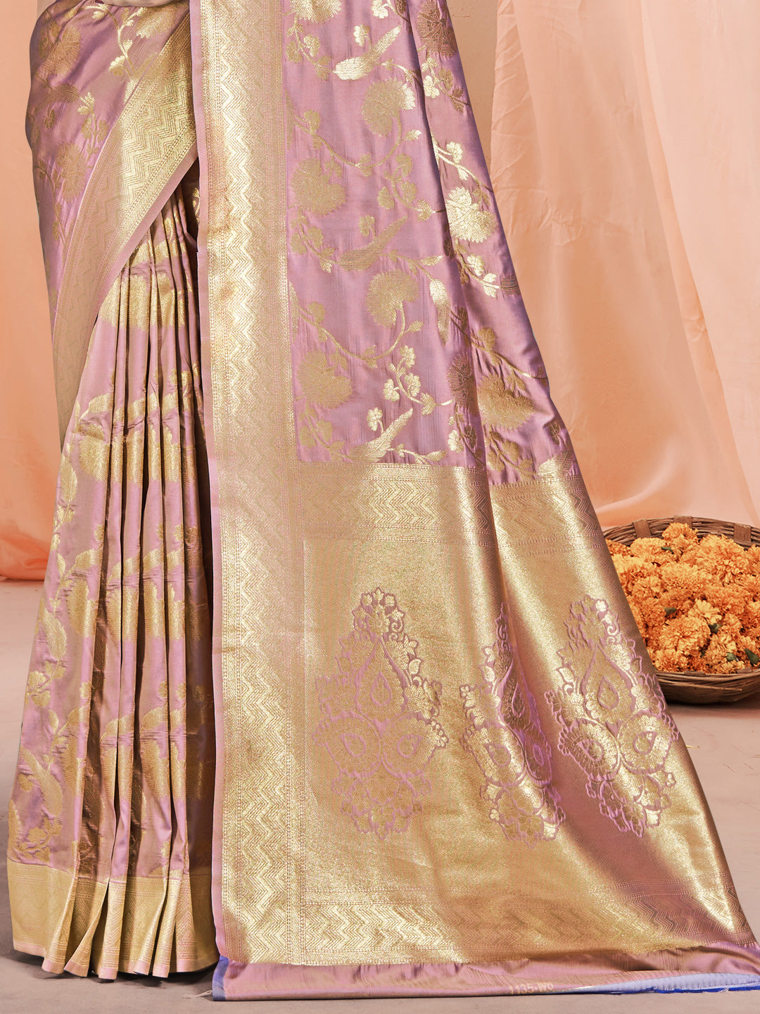Pink Silk Saree With Blouse Piece